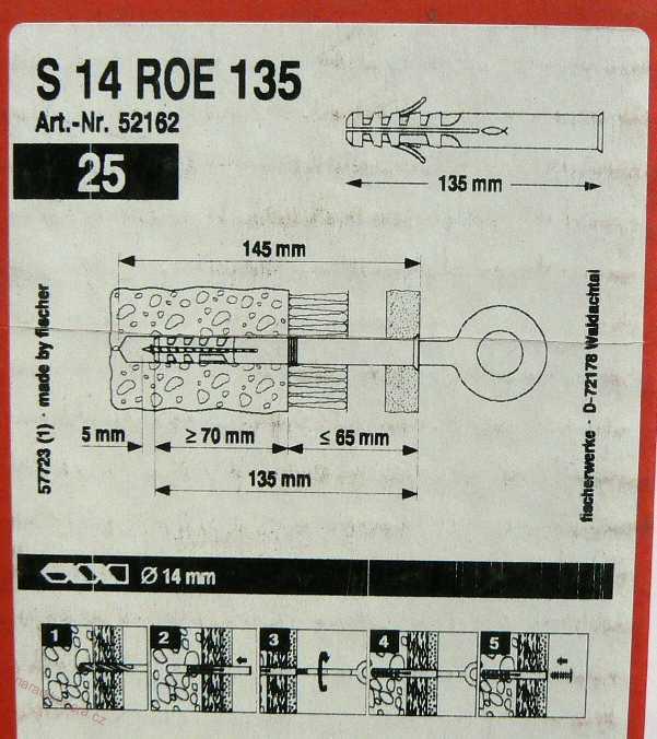 Fischer lešenářská hmoždinka  S 14 ROE135  č.52162