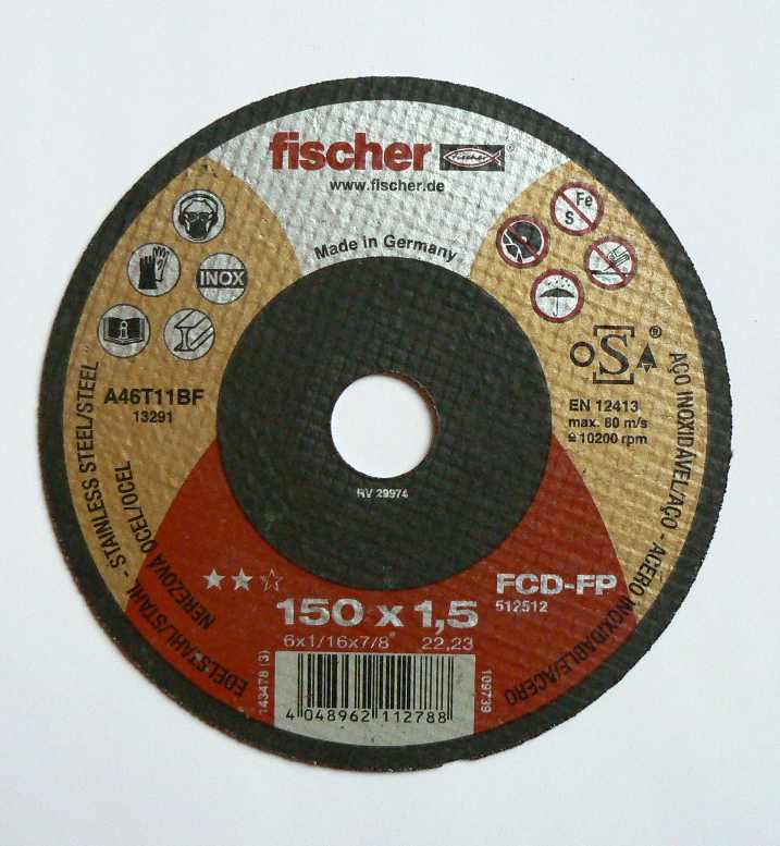 Řezný kotouč Fischer na ocel a nerez 150x1,5x22,2  č. 531713