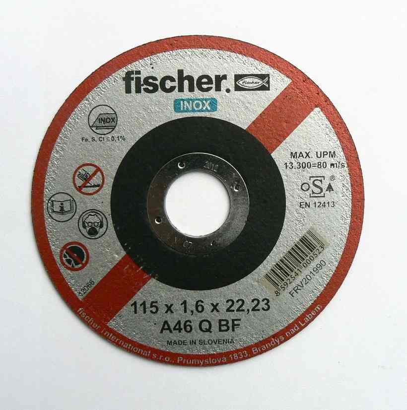 Řezný kot. Fischer na nerez 115x1,6x22,2   č.201990