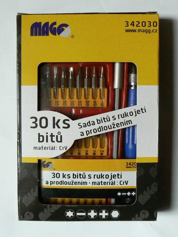 Sada bitů - MAGG 30 dílná č.342030 s rukojetí a prodloužením