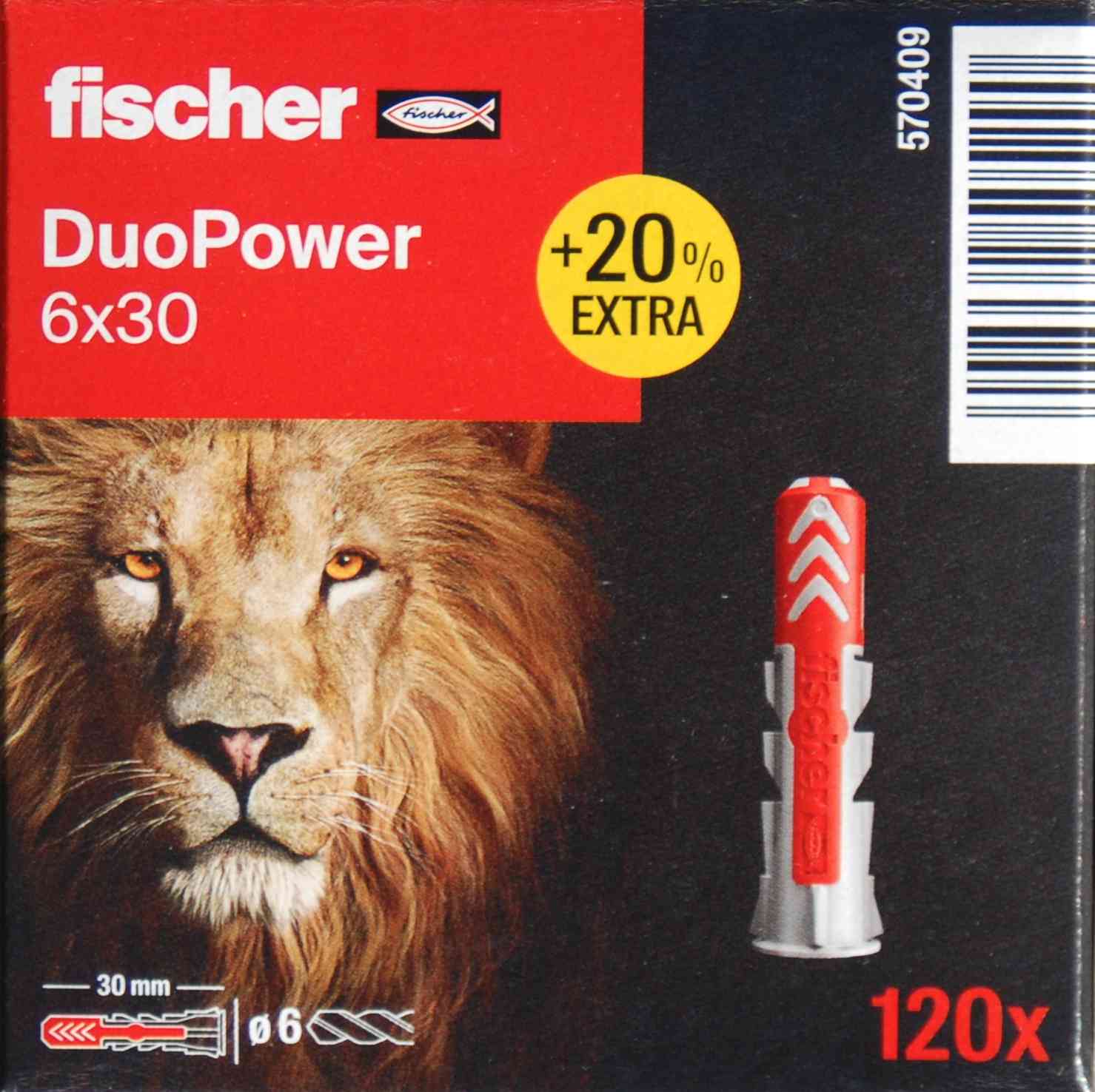 Hmoždinka DUOPOWER 6x30 fischer 120 ks č. 570409