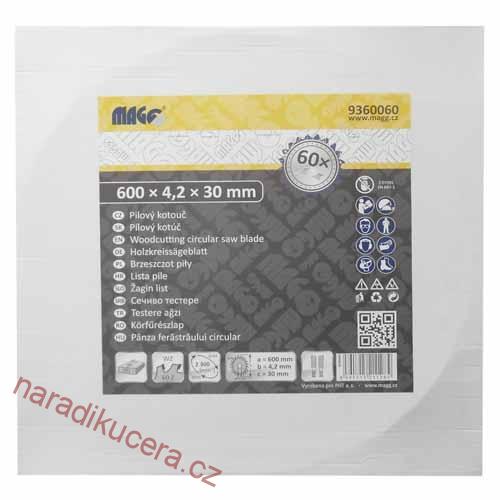 Pilový kotouč Magg 600x4,2x30  60z č.9360060 sš.
