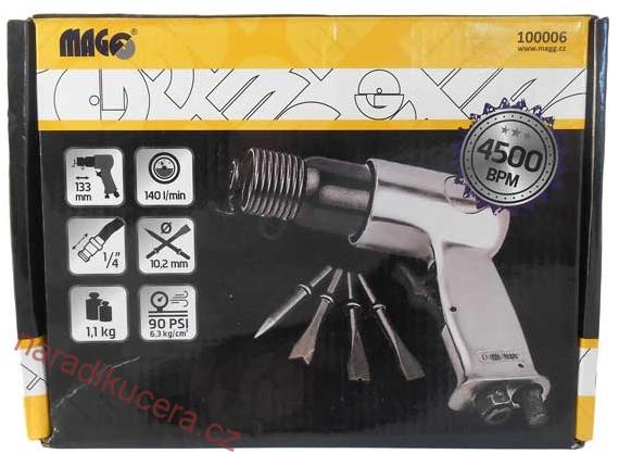 Sekací vzduchové kladivo Magg + 4 sekáče č. 100006