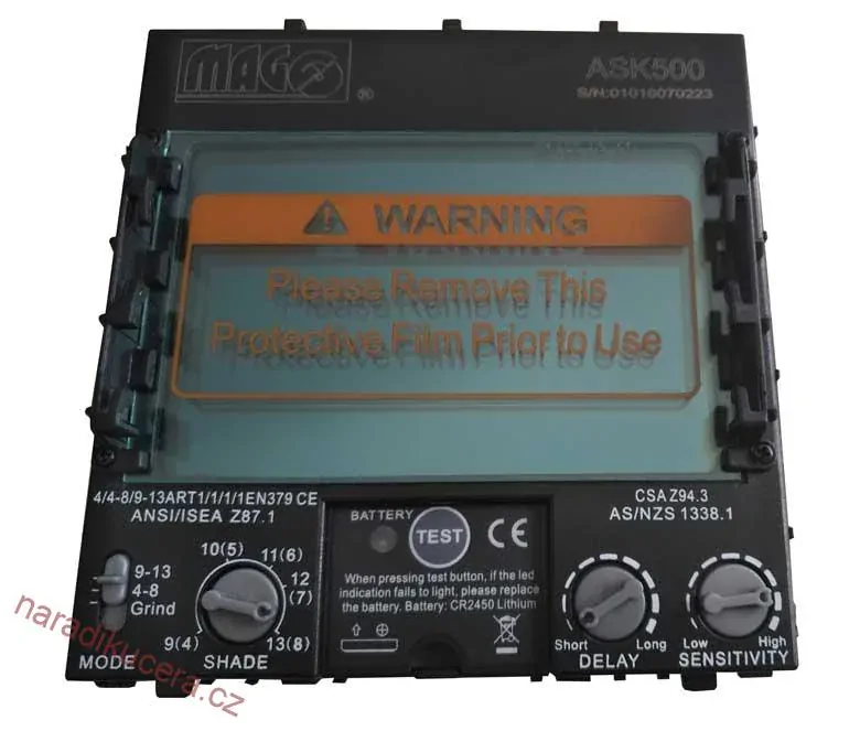 Svářecí kukla samostmívací, víceúčelová, přepínač broušení/sváření ASK500