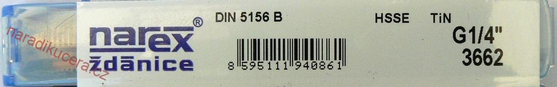 Závitník DIN 5156/3662 G 1/4 HSSE TiN přímá drážka s lamačem