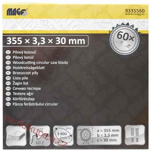 Pilový kotouč Magg 355x3,3x30  60z č.9335560 sš.