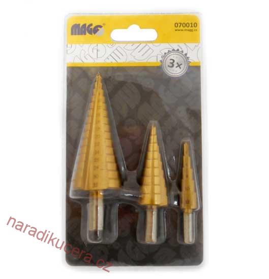 Magg sada stupňovitých vrtáků - 3ks  č. 070010