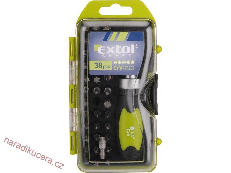 Šroubovák ráčnový s hroty Extol, sada 38ks č. 53092