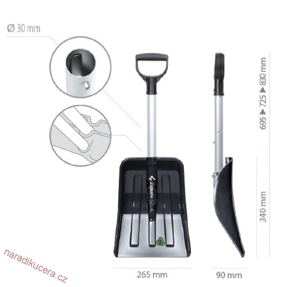 Hrablo na sníh EVEREST ECO skládací matně černá