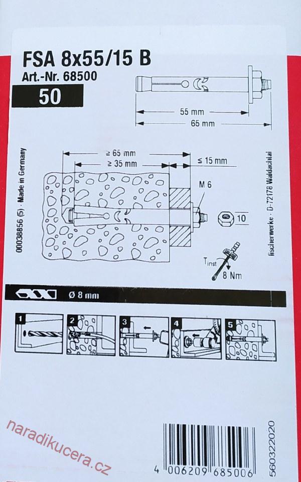 Fischer trub. kotva  FSA 8/15x65 B M 6  FR68500