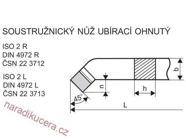 Soustružnický nůž ubírací ohnutý levý 22 3713 16x16 S20