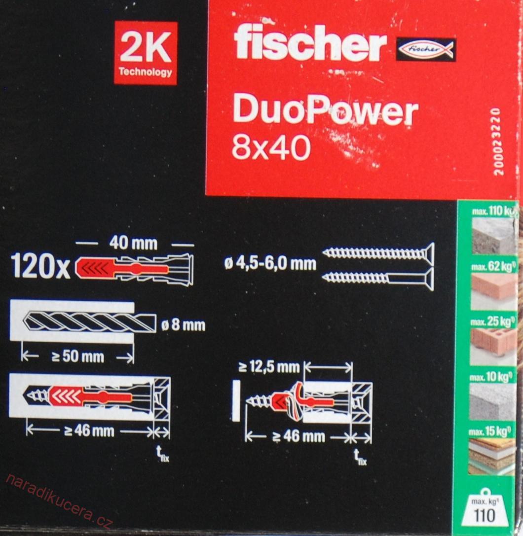 Hmoždinka DUOPOWER 8x40 fischer 120 ks č. 570410
