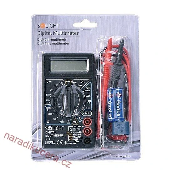 Solight Multimetr, max. AC 500V, max. DC 500V / 10A, test diody, bzučák