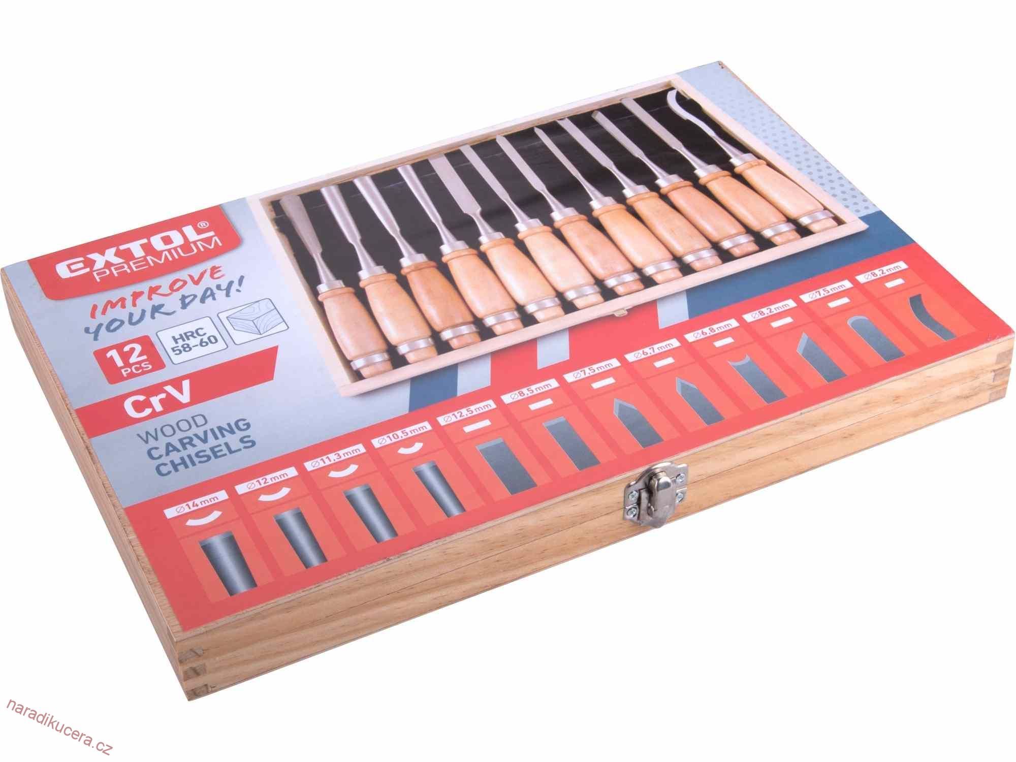 Dláta řezbářská 12ks EXTOL PREMIUM č.8812405