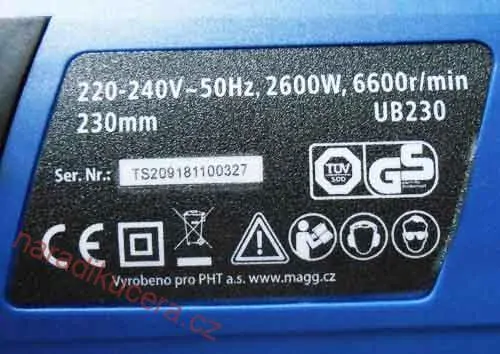 TUSON - úhlová bruska 230 mm 2200 W  UB230