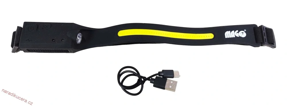 LED čelová svítilna 3W + 5W, 90 + 300 lm, Li-ion