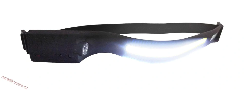 LED čelová svítilna 3W + 5W, 90 + 300 lm, Li-ion