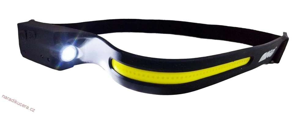 LED čelová svítilna 3W + 5W, 90 + 300 lm, Li-ion